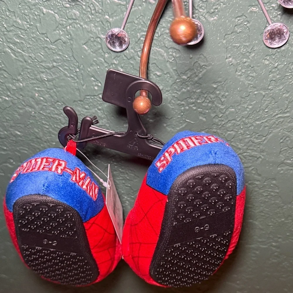 NEW! Spider Man Toddler Boys Step In Plush Slippers Size 5/6
